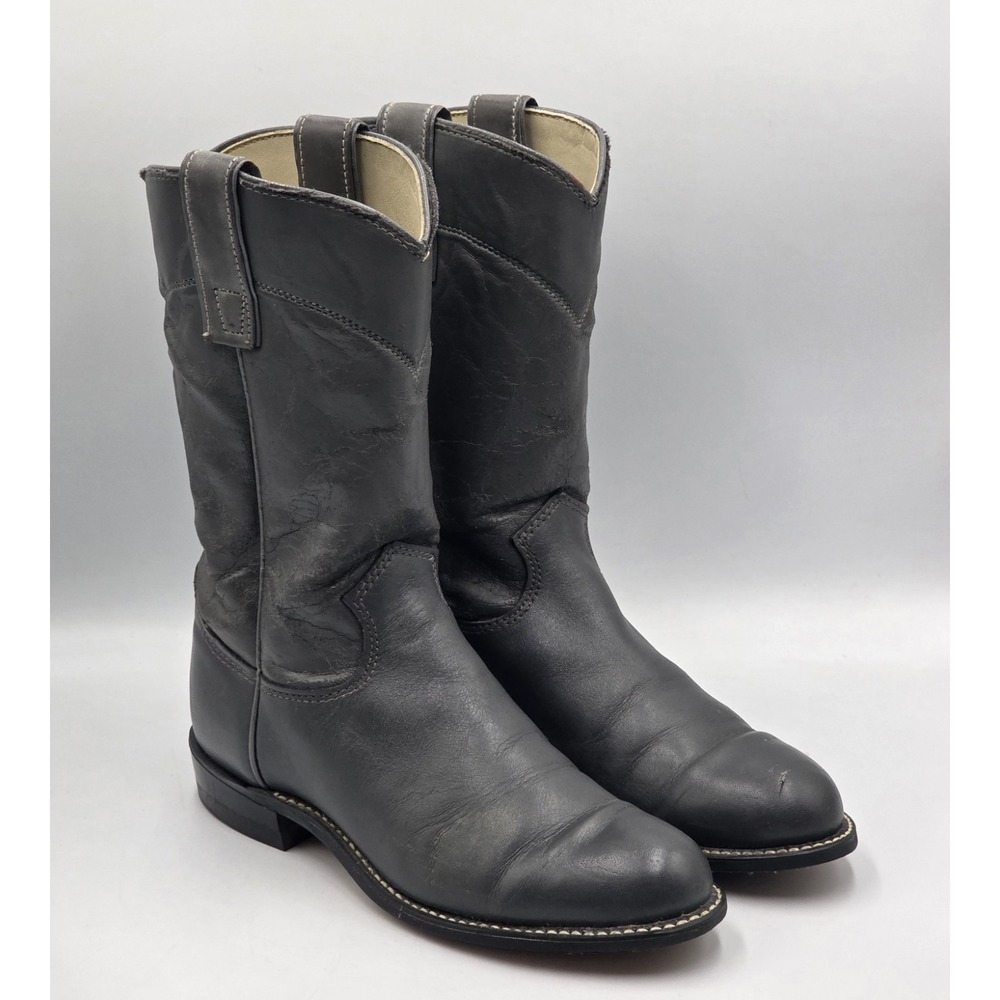 Texas Cowboy Boots Womens 5M Gray Leather Western Boots USA Made Vintage
